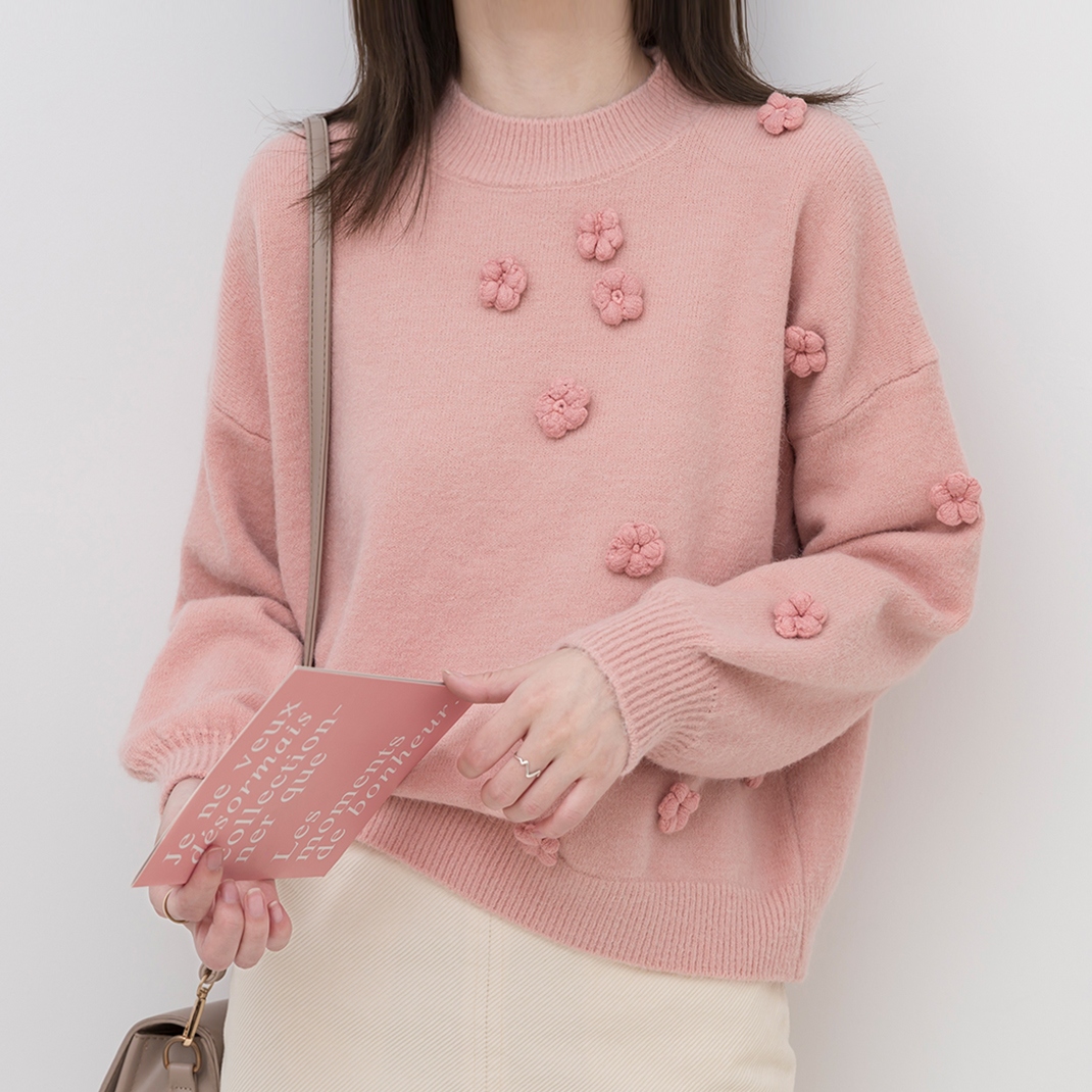 TOKUKO刺繍ピンクセーター+forest-century.com.tw